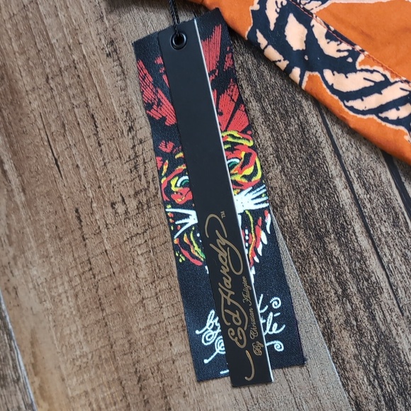 *NWT* Y2K Ed Hardy Punk Skulls & Rope Long Sleeve Button Down Size XXL Orange - Picture 3 of 14